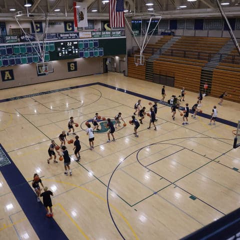 Aerial view of a Dime basketball tryout
